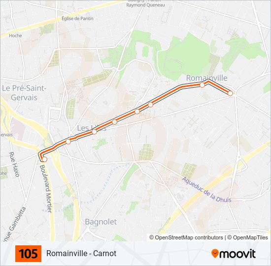 105 bus Line Map