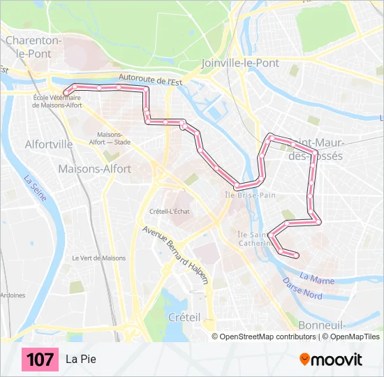 107 Bus Line Map