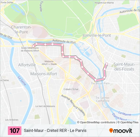107 Bus Line Map