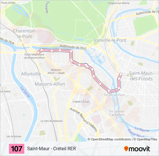 107 Bus Line Map