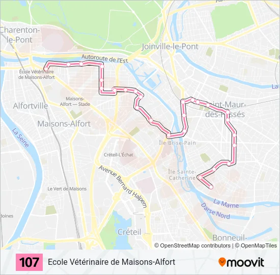 107 Bus Line Map