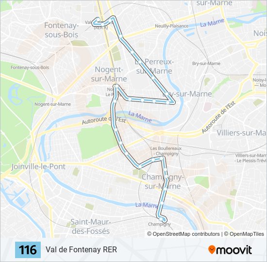 Plan de la ligne 116 de bus