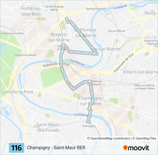 116 Bus Line Map