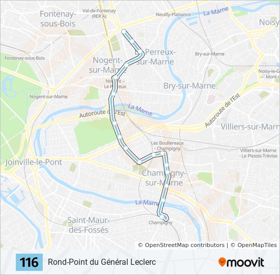 Plan de la ligne 116 de bus