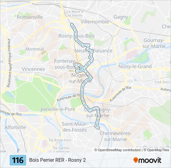 116 bus Line Map