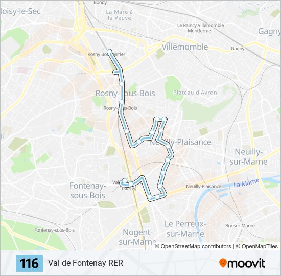 Plan de la ligne 116 de bus