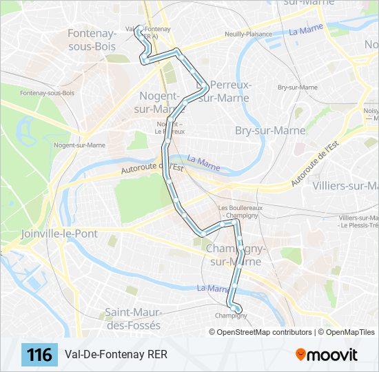 Plan de la ligne 116 de bus