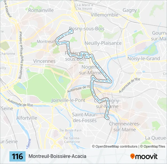 116 Bus Line Map