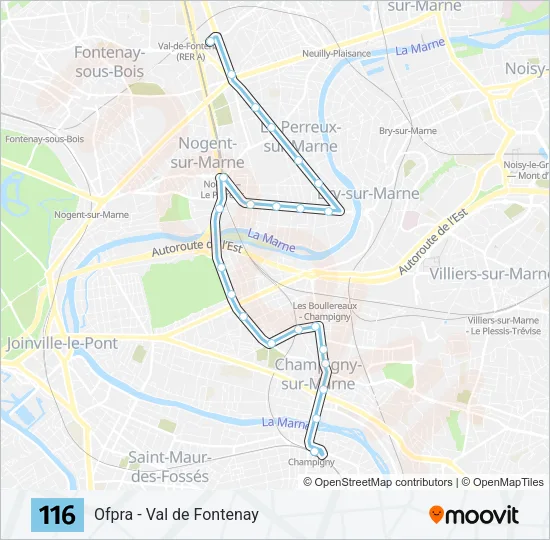 116 Bus Line Map