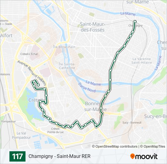 Bus 117 Route Map 117 Route: Schedules, Stops & Maps - Champigny - Saint-Maur Rer (Updated)