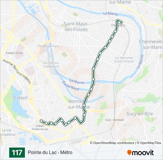 Plan de la ligne 117 de bus