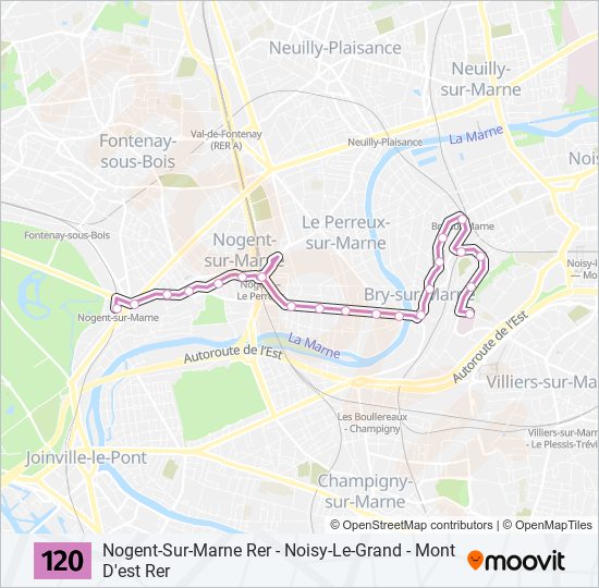 Plan de la ligne 120 de bus