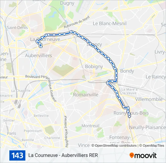 143 Bus Line Map