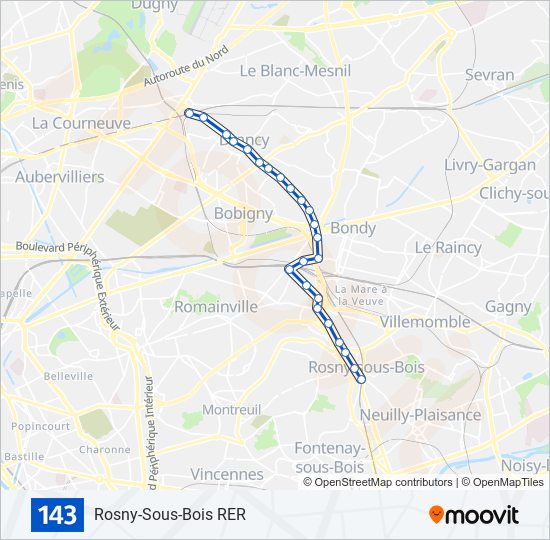 143 Route: Schedules, Stops & Maps - Rosny-Sous-Bois RER (Updated)