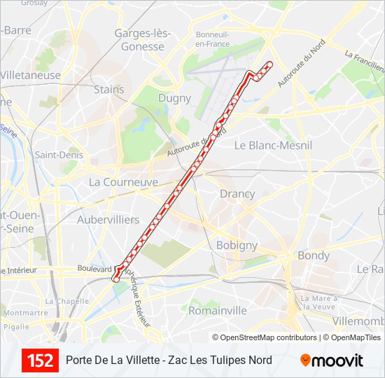 152 Route: Schedules, Stops & Maps - Porte de la Villette (Updated)