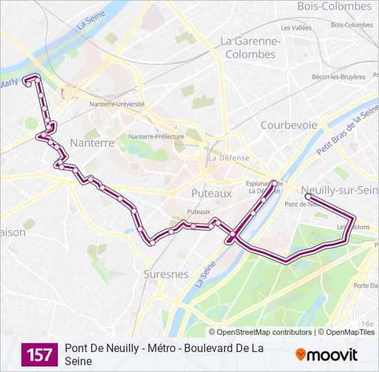 157 bus Line Map