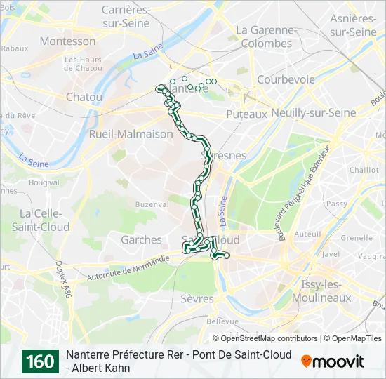 Plan de la ligne 160 de bus