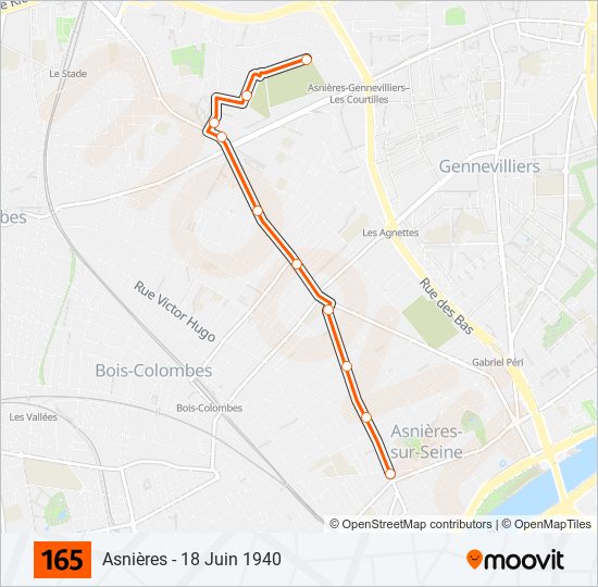 Mapa de 165 de autobús