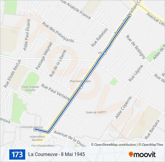 173 bus Line Map