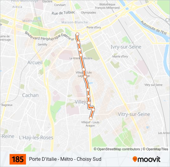 185 Route: Schedules, Stops & Maps - Villejuif - Louis Aragon (Updated)