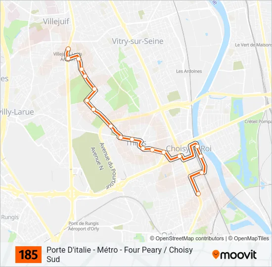 185 Bus Line Map