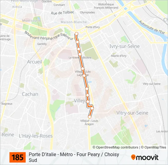 185 Bus Line Map