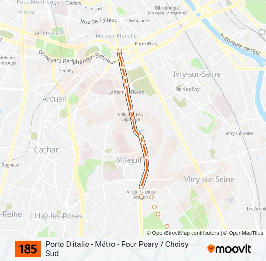 185 Bus Line Map