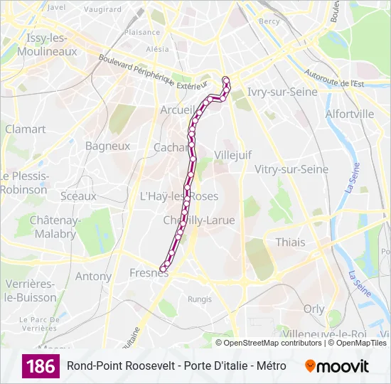 186 Bus Line Map