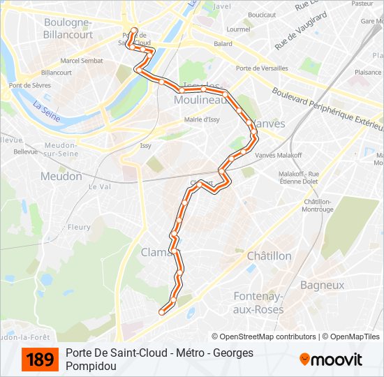 Plan de la ligne 189 de bus