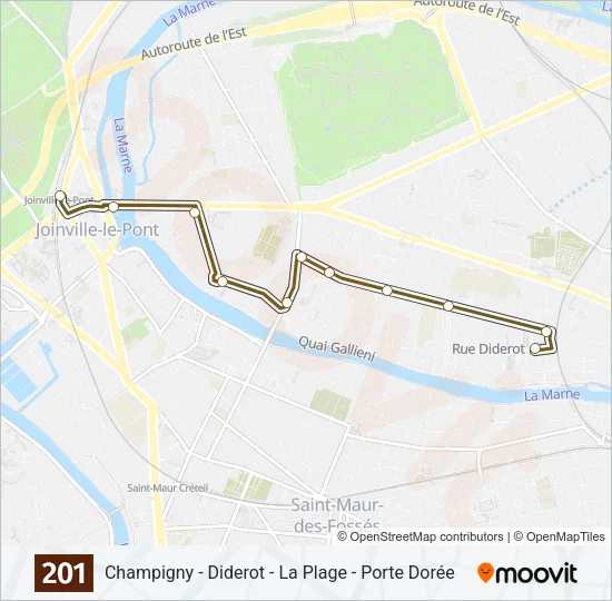 201 Bus Line Map