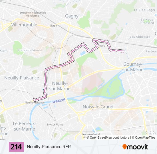 Plan de la ligne 214 de bus