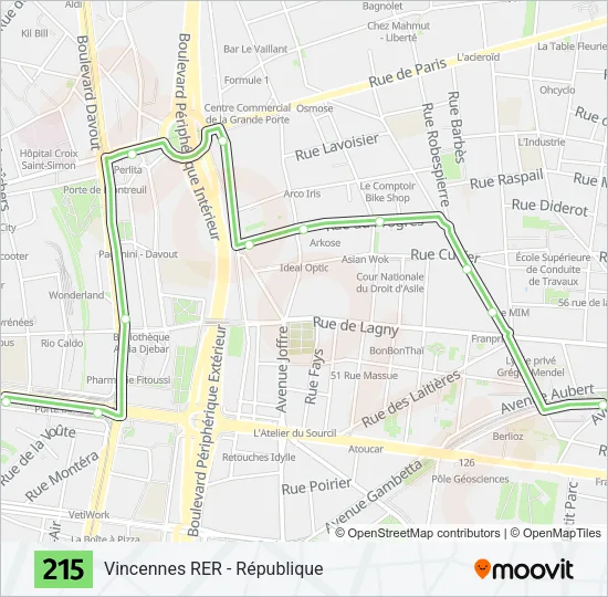 215 Bus Line Map