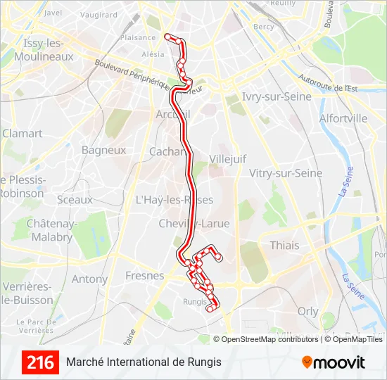 216 Bus Line Map