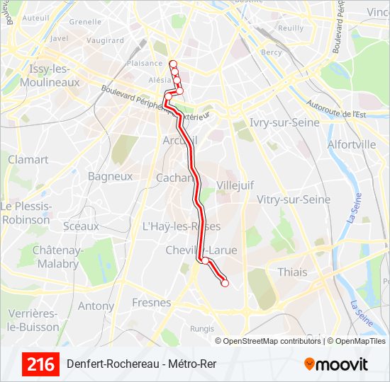216 Route: Schedules, Stops & Maps - Denfert-Rochereau - Métro-Rer ...