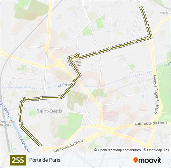 255 Bus Line Map
