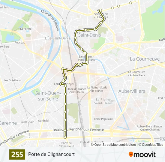 255 Bus Line Map