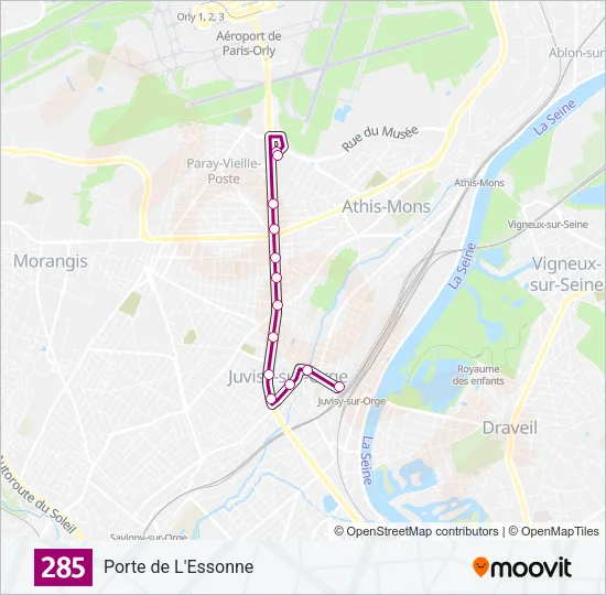 285 Bus Line Map