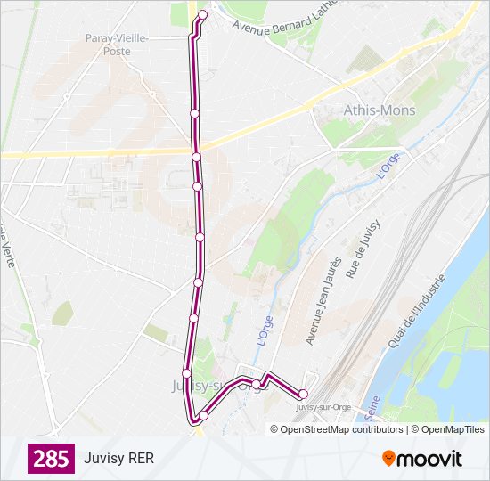 Plan de la ligne 285 de bus