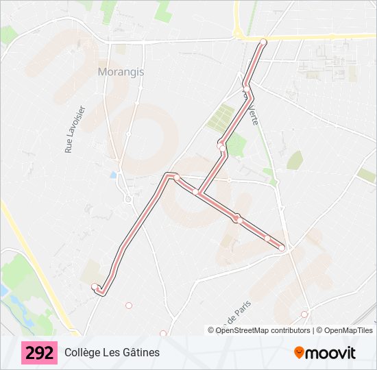 Plan de la ligne 292 de bus