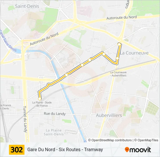 Plan de la ligne 302 de bus