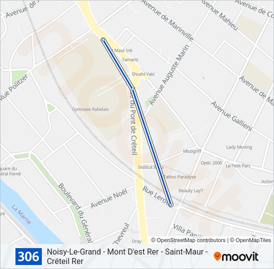 Plan de la ligne 306 de bus