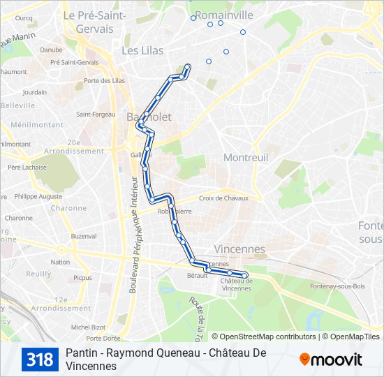 Plan de la ligne 318 de bus