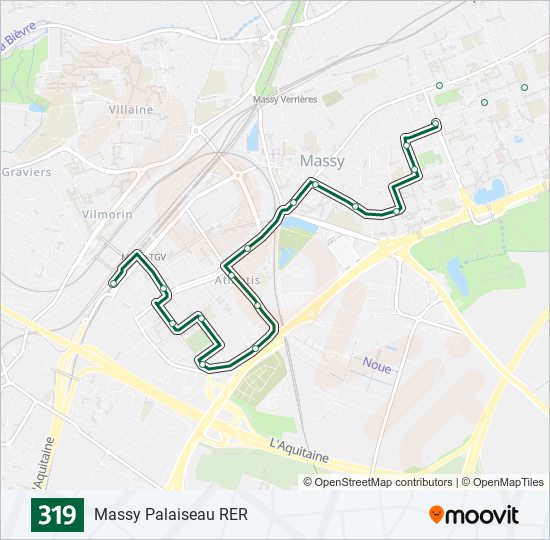 Plan de la ligne 319 de bus