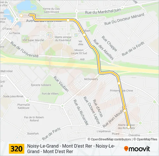 Plan de la ligne 320 de bus