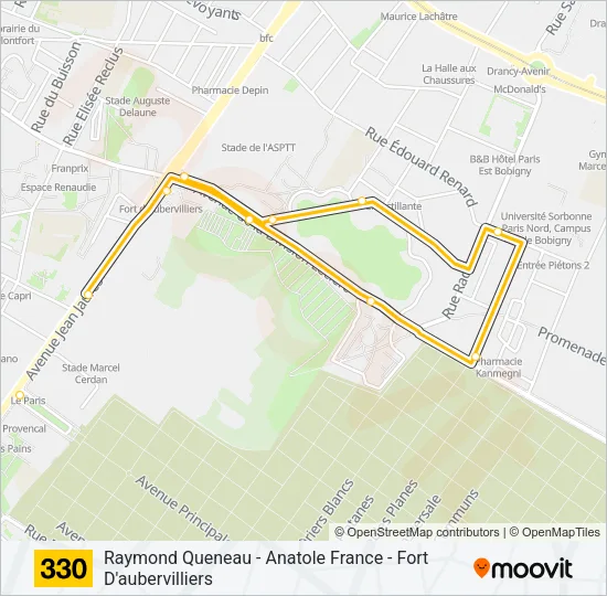 330 Bus Line Map