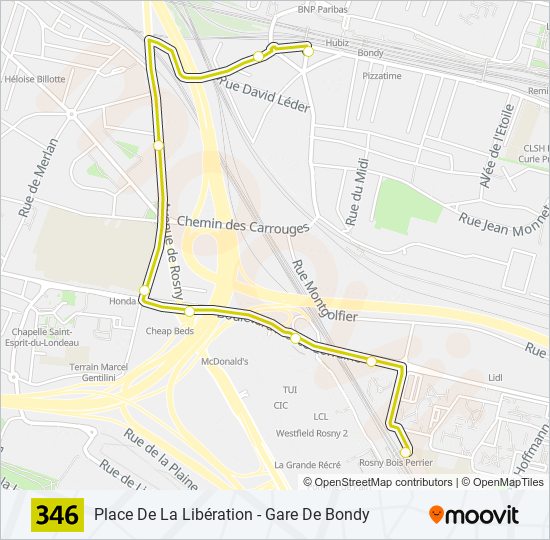 Plan de la ligne 346 de bus