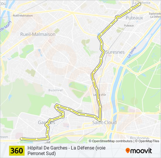 Plan de la ligne 360 de bus