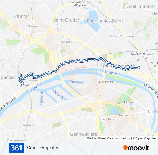 Mapa de 361 de autobús