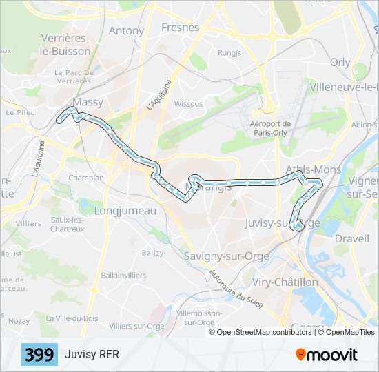 Mapa de 399 de autobús