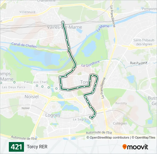 Plan de la ligne 421 de bus